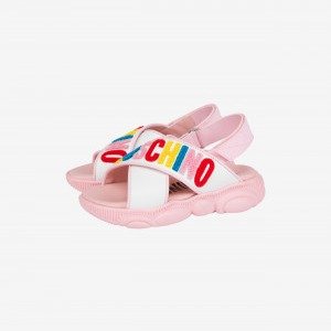 Logo Embroidery crossed sandals - Kids - Moschino | Moschino Official Online Shop