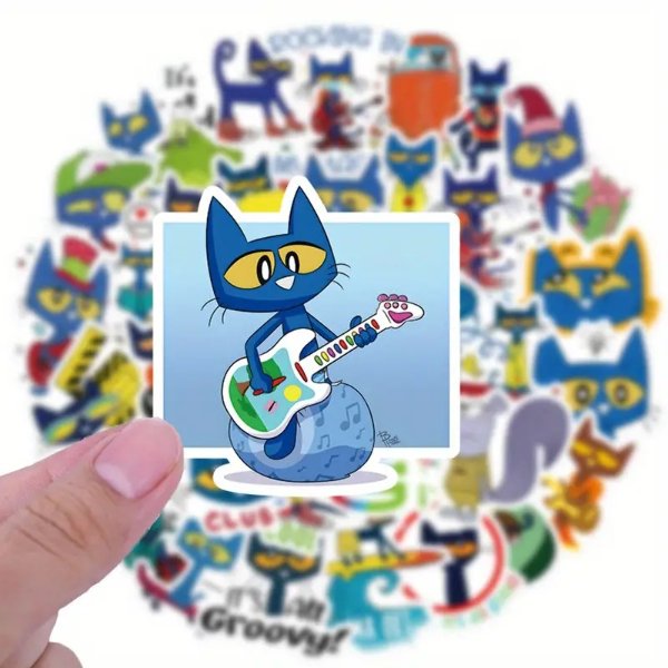 50pcs Pete The Cat Stickers For Mobile Phones, Laptops, Skateboards, Pianos, Motorcycles, Car Helmets, Party Gifts, Insulated Cups, Adult Handbags, Ledger Stickers Pete The Cat