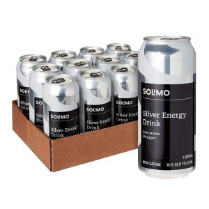Amazon Brand - Solimo Silver Energy Drink, Sugar Free, 16 Fluid Ounce (Pack of 12)