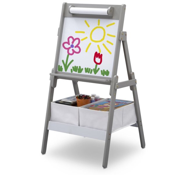 Classic Kids Whiteboard/Dry Erase Easel with Paper Roll and Storage, Grey