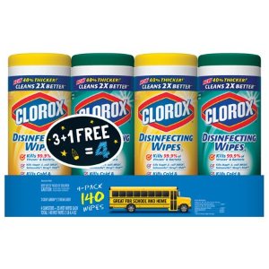 Clorox Disinfecting Antibacterial Wipes Value Pack, Clorox Disinfecting Wipes plus Clorox Disinfecting Wipes with Micro-Scrubbers - 140 Count (Pack of 4)