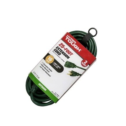 25FT 16AWG 3 Prong Green Single Outlet Outdoor Extension Cord