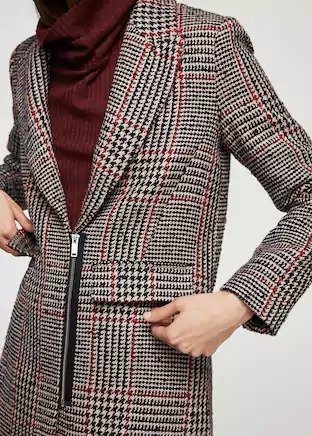Checkered wool-blend coat