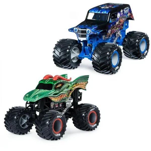 Monster Jam 1:24 Scale Die-cast 2-Pack, Dragon and Son-uva Digger