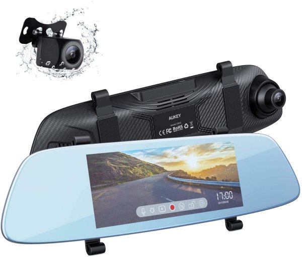 AUKEY DRA2 1080p 后视镜式双摄像头行车记录仪