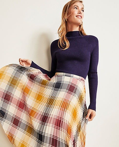 Plaid Pleated Skirt | Ann Taylor