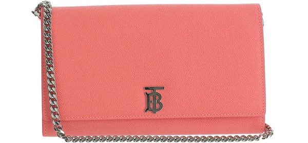 Pink Leather Monogram On-Chain Wallet Clutch