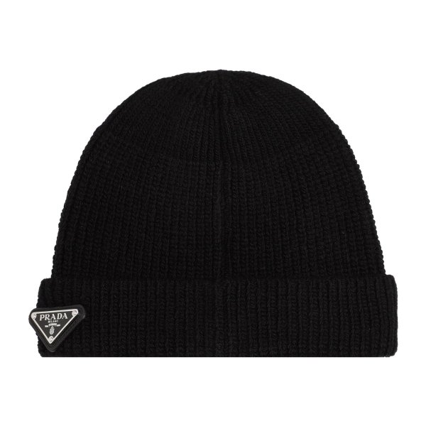 Triangle Logo Plaque Knitted Beanie