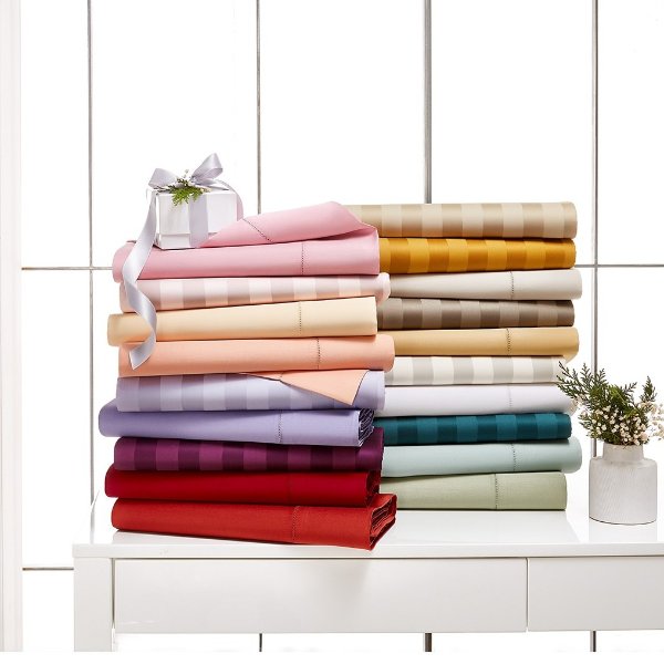 1.5" Stripe Twin 3-Pc Sheet Set, 550 Thread Count 100% Supima Cotton, Created for Macy's