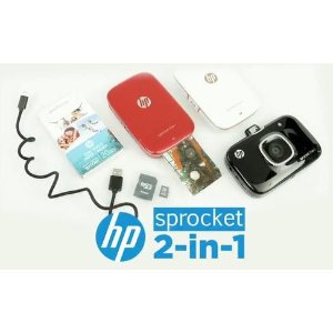 HP Sprocket 2-in-1 Portable Photo Printer & Camera w/ 8GB SD Card & Paper