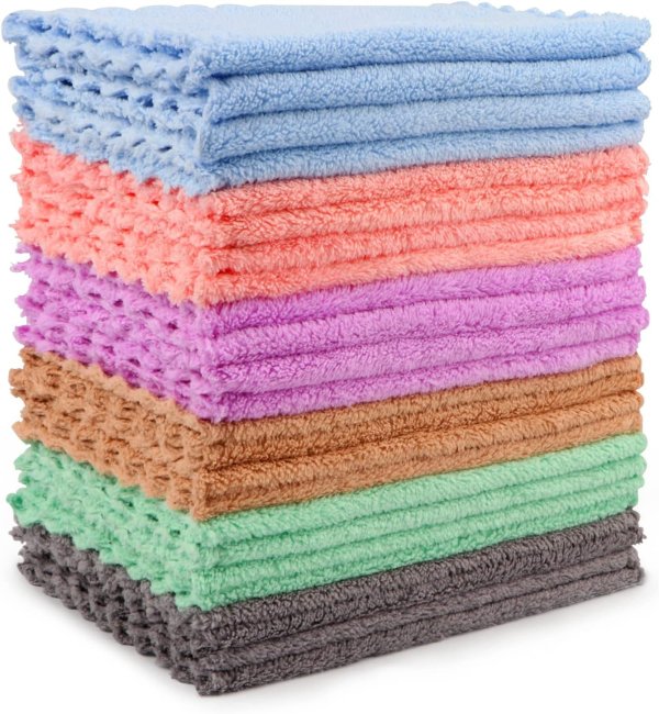 HOMEXCEL 珊瑚绒吸水快干多用清洁毛巾 24条