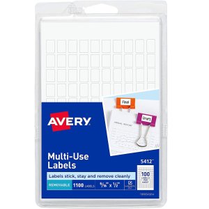 Avery Removable Rectangular Labels, 0.31 x 0.5 Inches, White, Pack of 1100