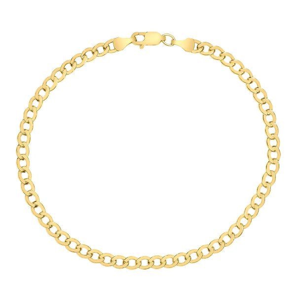 14K Yellow Gold Filled 4.1MM Curb Link Bracelet with Lobster Clasp