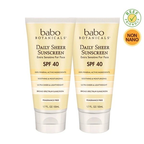 Daily Sheer Facial Sunscreen SPF 40 - Fragrance Free - 1.7 oz. - Bundle (2 Pack)