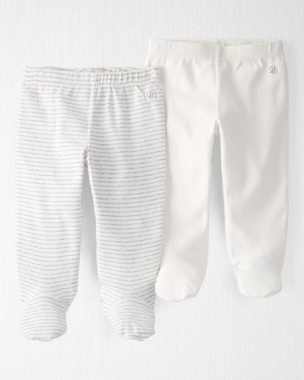 2-Pack Organic Cotton Rib Footed Pants
