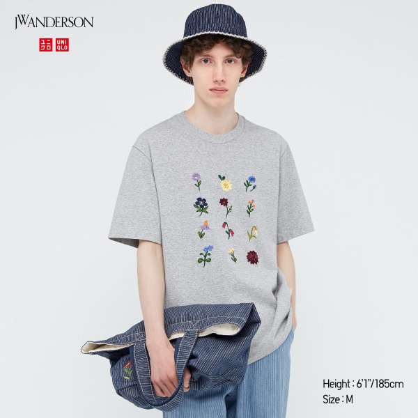 FLOWER EMBROIDERY CREW NECK SHORT-SLEEVE T-SHIRT (JW ANDERSON)