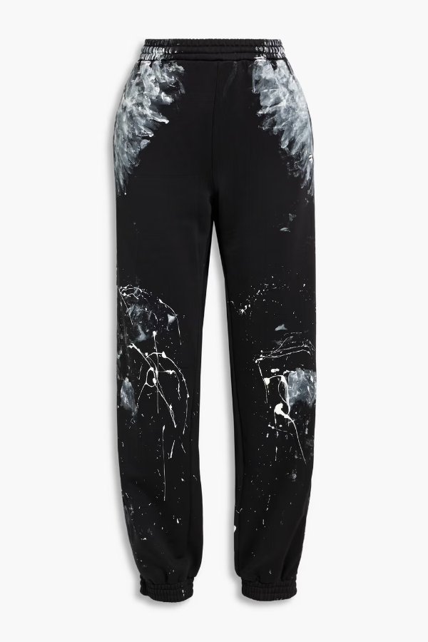 Painted French cotton-blend terry track pants