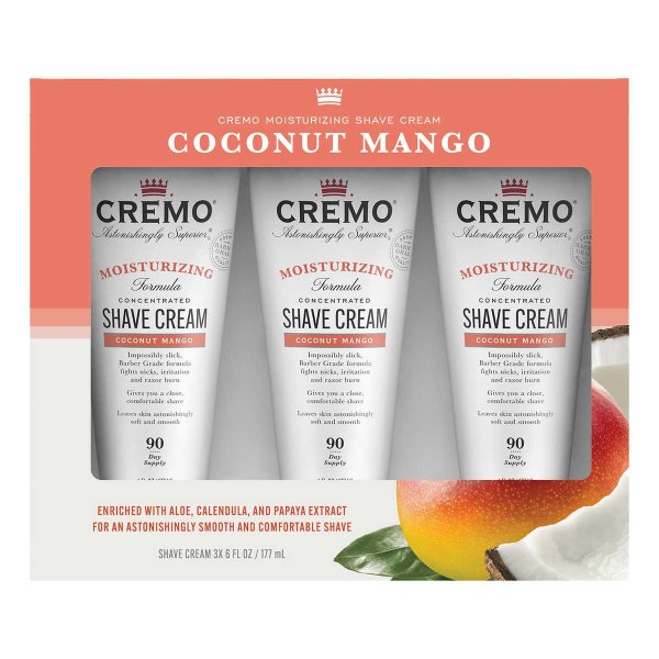 Moisturizing Coconut Mango Shave Cream, 6 fl oz, 3-pack