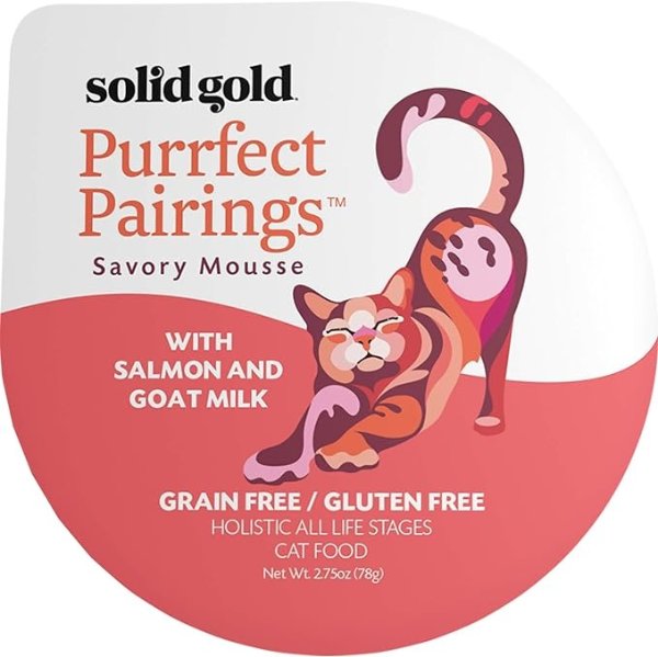 Grain Free Wet Cat Food Pate - Made with Real Salmon - Purrfect Pairings Goat Milk Mousse Pate Canned Cat Food for Healthy Digestion, Weight Control, & Overall Immunity