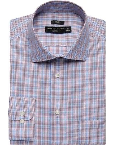 Pronto Uomo Red & Blue Plaid Slim Fit Dress Shirt - Men's Sale | Men's Wearhouse
