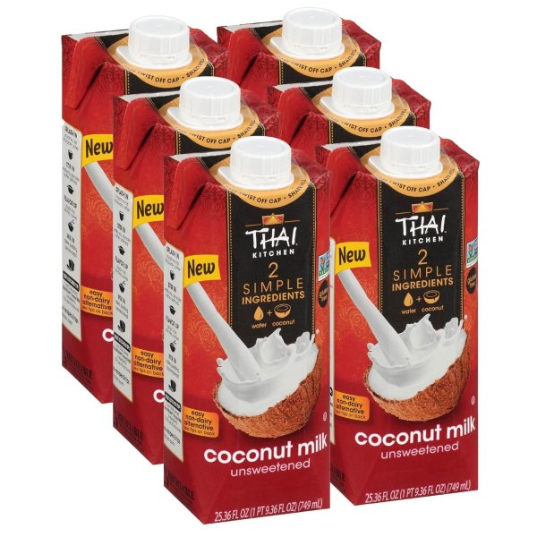 Thai Kitchen Unsweetened Coconut Milk, 25.36 Fl Oz (Pack of 6)