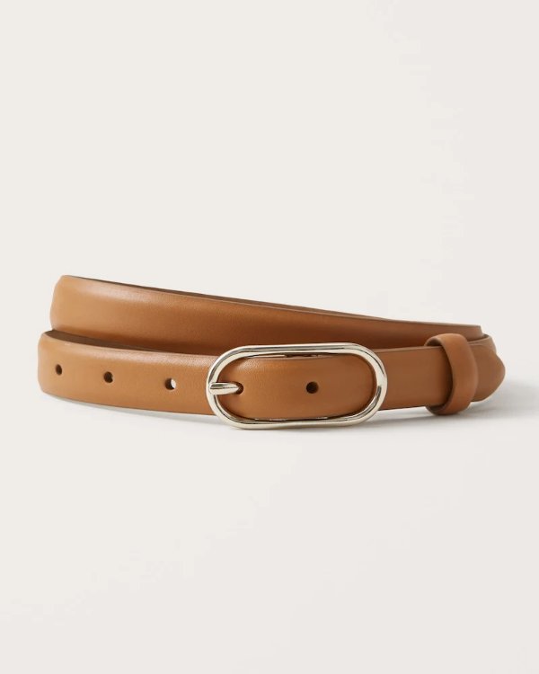 Women's Skinny Saddle Leather Oval Buckle Belt | Women's 25% Off Select Styles | Abercrombie.com