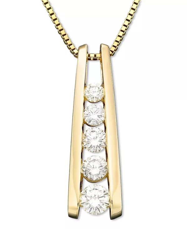Five-Stone Diamond Journey Pendant Necklace in 14k Yellow or White Gold (1 ct. t.w.)