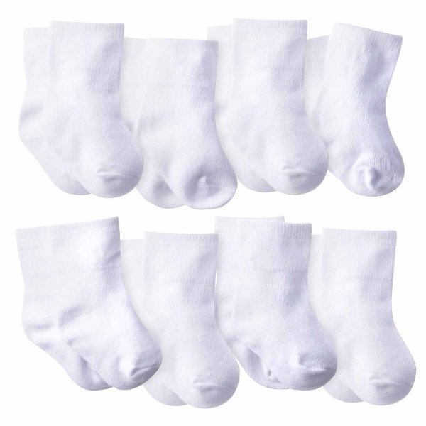 White 8-pack Jersey Wiggle Proof Crew Sock