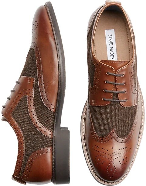 Steve Madden P-Crim Brown Wingtip Shoes - Men's Sale | Men's Wearhouse