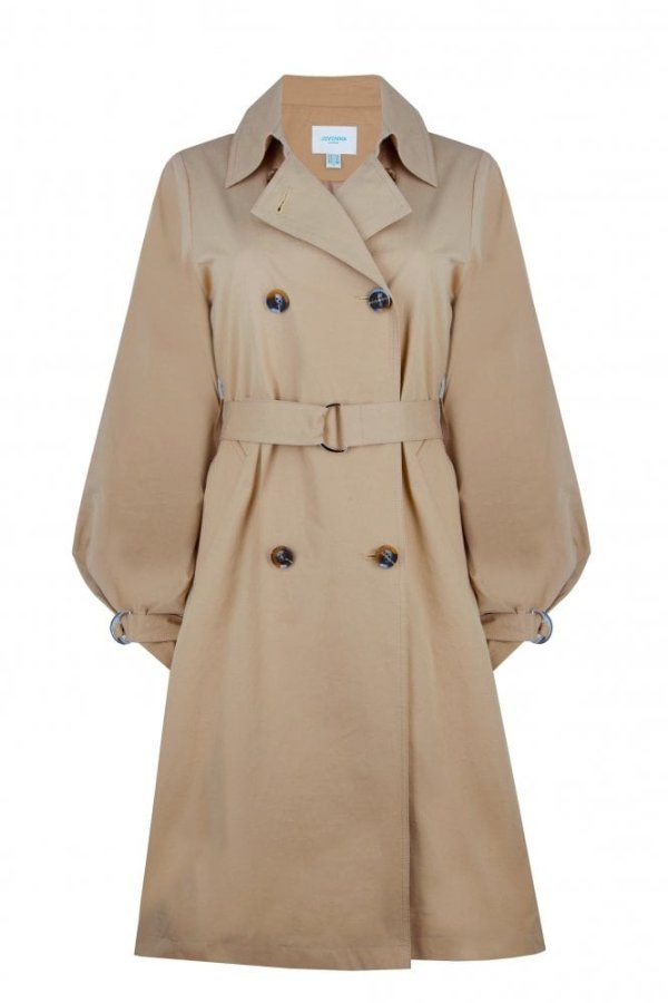 Jovonna Baloon Sleeve Double Breasted Trench Coat