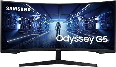 34-Inch Odyssey G5 Ultra-Wide Gaming Monitor with 1000R Curved Screen, 165Hz, 1ms, FreeSync Premium, WQHD (LC34G55TWWNXZA, 2020 Model), Black