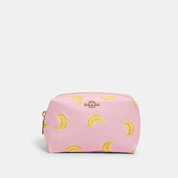 Small Boxy Cosmetic Case With Banana Print