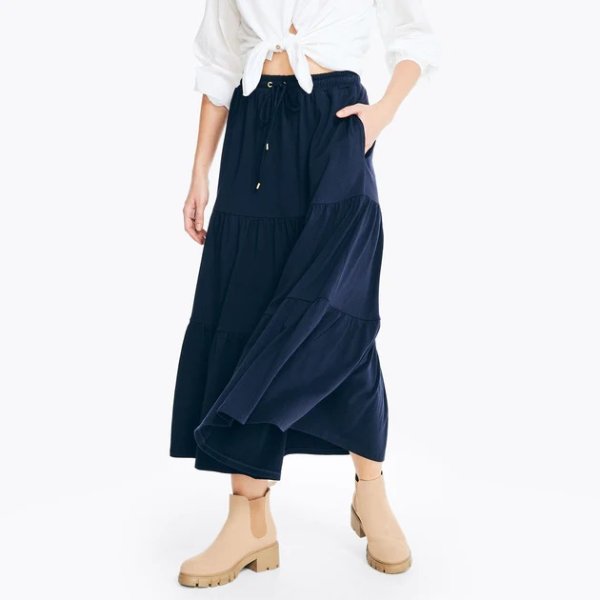 Sustainably Crafted Tiered Midi Skirt