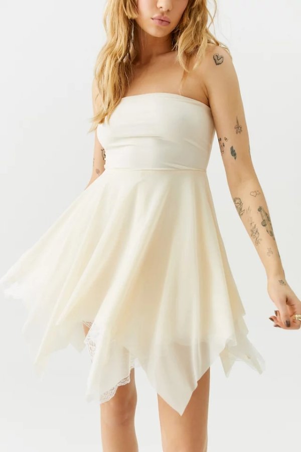 UO Gemma Lace Strapless Mini Dress