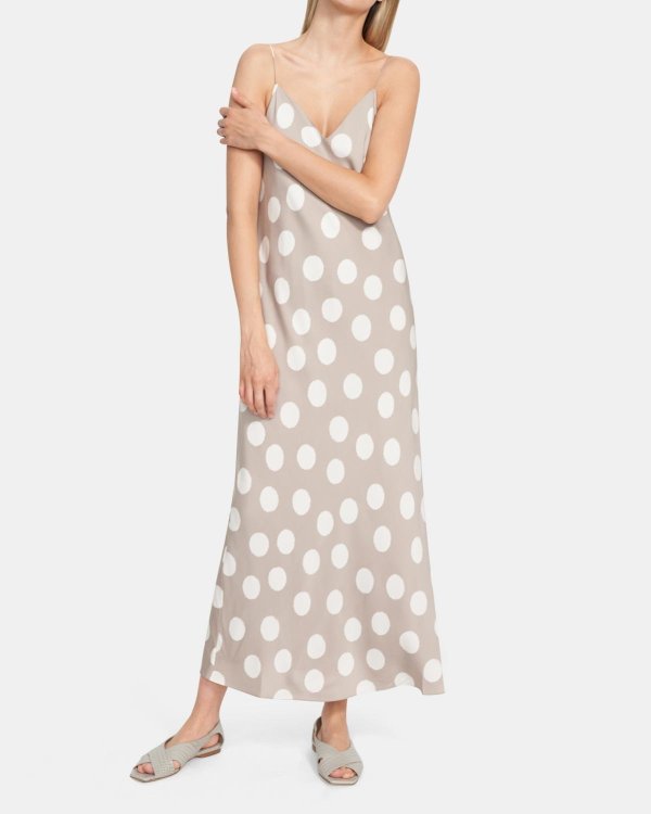 Easy Slip Dress in Large Dot Silk