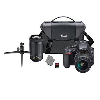 D3500 24.2MP CMOS DSLR Camera Bundle with 18-55mm VR and 70-300mm Lenses, 32GB SD Card, Bag