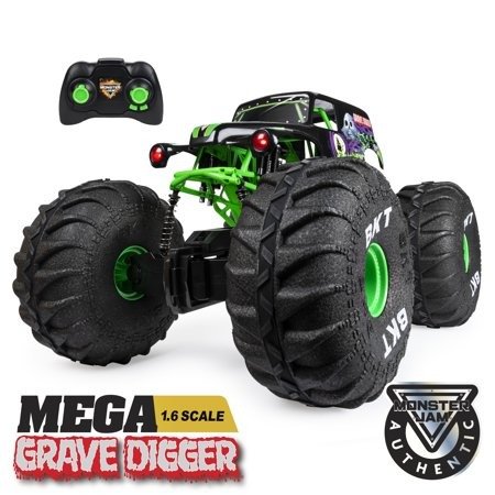  Official MEGA Grave Digger All-Terrain Remote Control Monster Truck with Lights, 1:6 Scale