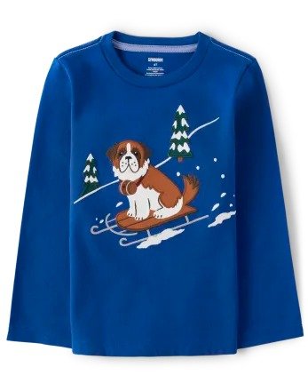 Boys Long Sleeve Embroidered Dog Sled Top - Playful Pups | Gymboree - COLFAX BLUE