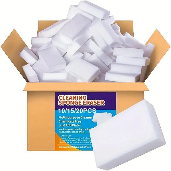 20pcs Magic Eraser Cleaning Sponge, Multi-Purpose Foam Household Cleaner Pad for Living Room, Furniture, Kitchen - No Electricity Required
