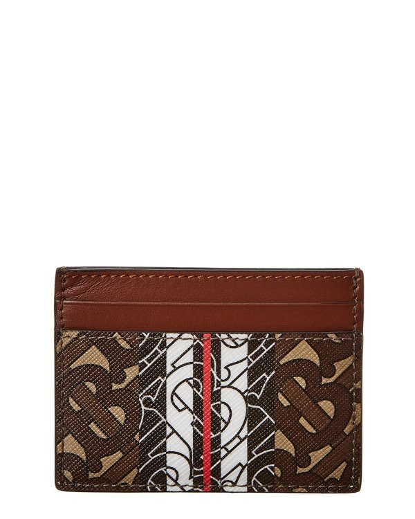Sandon Monogram Stripe E-Canvas & Leather Card Case