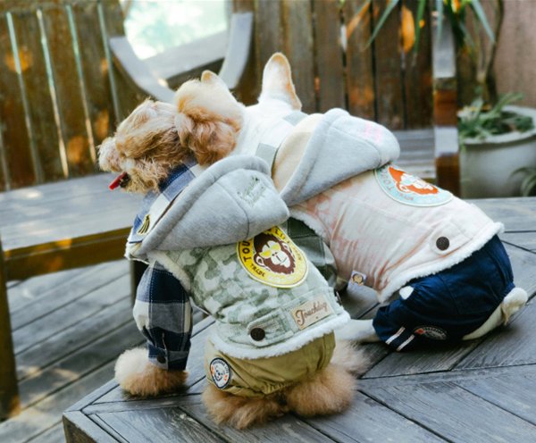 TouchdogOutlaw Designer Embellished Retro-Denim Pet Dog Hooded Jacket Coat