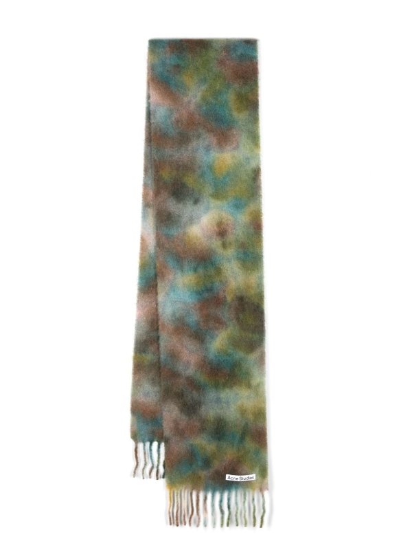 tie-dye fringed scarf