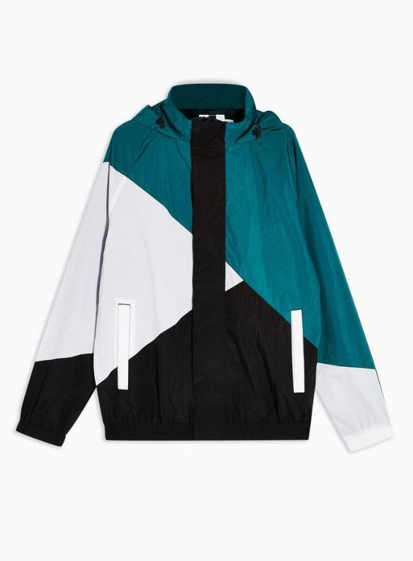 Colour Block Zip Through Windbreaker Jacket