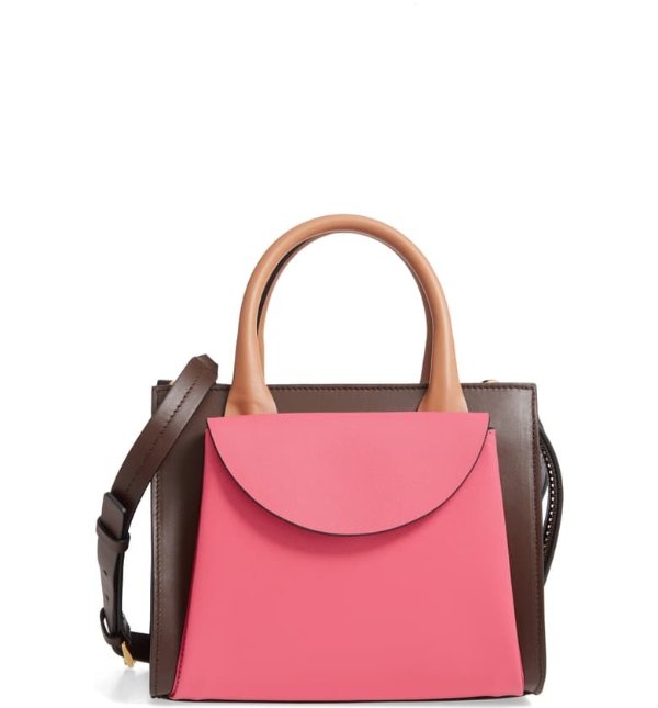 Small Law Colorblock Leather Top Handle Satchel