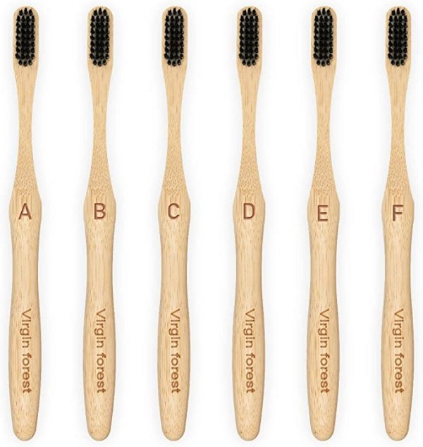 Biodegradable Natural Eco Friendly Bamboo Charcoal Toothbrush 6 Pack