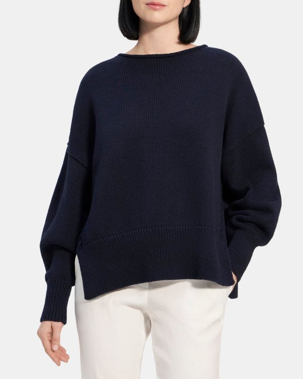 Oversized Sweater in Rib Knit Cotton