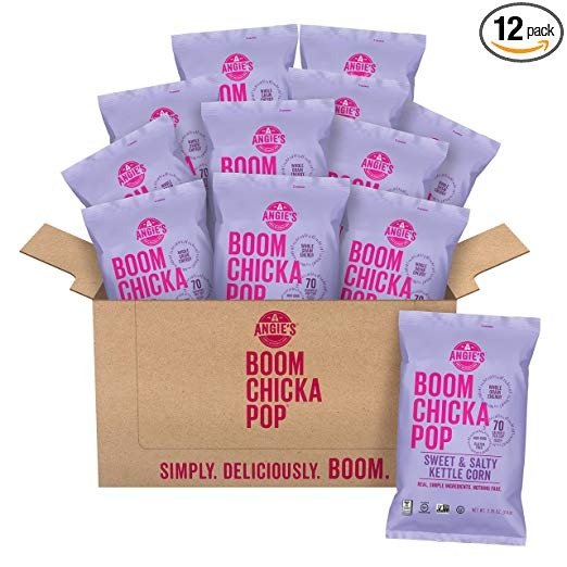 Angie's BOOMCHICKAPOP Sweet & Salty Kettle Corn Popcorn, 2.25 Ounce Bag (Pack of 12 Bags)