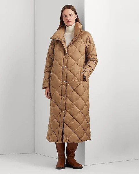 Diamond-Quilted Maxi Down Coat