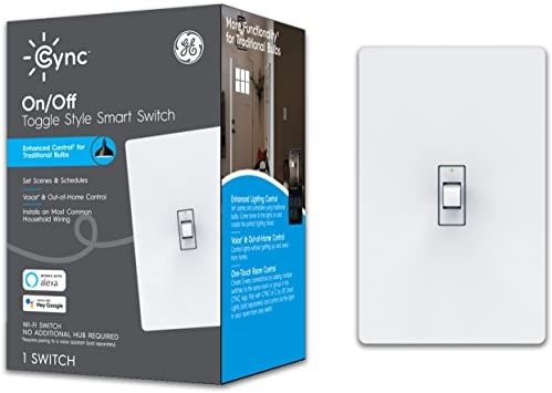 CYNC Smart Light Switch On/Off Toggle Style, No Neutral Wire Required, Bluetooth and 2.4 GHz Wi-Fi Switch, Works with Alexa and Google Home (1 Pack) Packaging May Vary