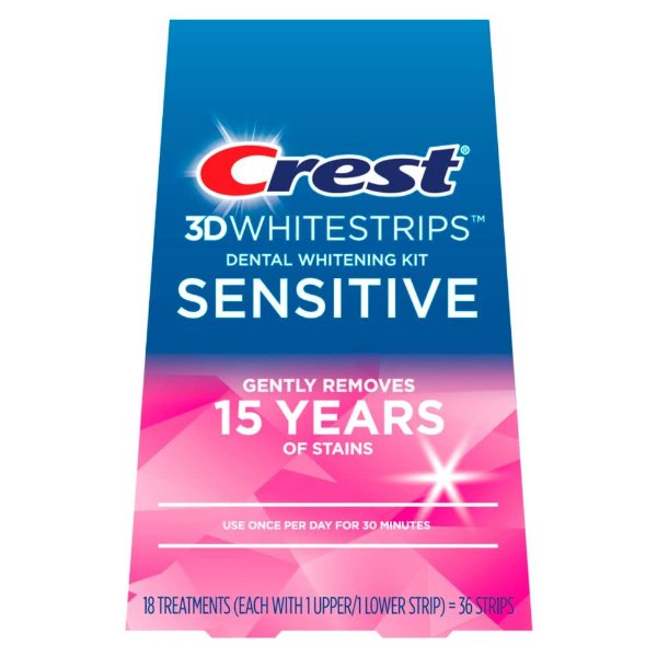 Crest 3D Whitestrips Sensitive At-home Teeth Whitening Kit, 18 Treatments